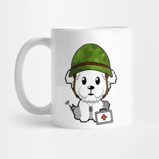 Cute furry dog is an army medic Mug